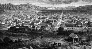Panoramisch uitzicht op Salt Lake City, Utah, uit 