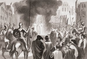 Tempeliers op de brandstapel (litho)