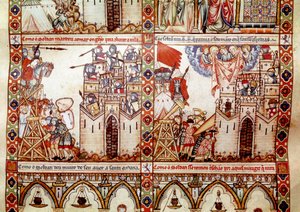 De Saracenen belegeren een christelijke stad (detail)