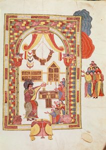 De Tempel van Jeruzalem, uit de Visigotisch-Mozarabische Bijbel van St. Isidores, fol.50r., A.D. 960 (tempera op perkament)