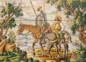 Tegels met afbeeldingen van Don Quichot en Sancho Panza (keramiek)