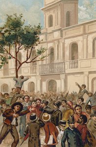 Opstand tegen president Juarez Celman van Argentinië, Buenos Aires, 1890 door Spanish School