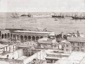 Uitzicht op Veracruz en het San Juan de Ulúa fort, Mexico