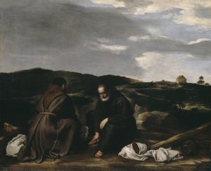 Twee monniken in een landschap, c.1645 door Spanish or Italian School
