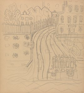 Grot van het Gouden Kalf: Stadstraat met omnibus door Spencer Frederick Gore
