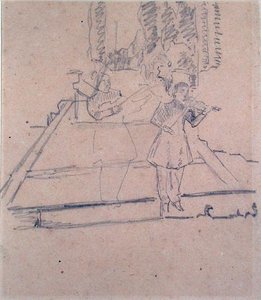 De muzikanten bij de voetlichten, ca. 1910 door Spencer Frederick Gore