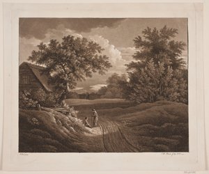 Landschap met twee pratende boeren door Søren Henrik Petersen