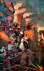 De grote brand van Londen in 1666, c1920 door Elizabeth Adela Stanhope Forbes
