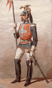 Studie van uniformen, tekening door Stanislao Grimaldi del Poggetto
