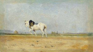Een ploegpaard in een veld, 1870-1874 door Stanislas Lepine
