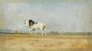 Een ploegpaard in een veld door Stanislas Lepine