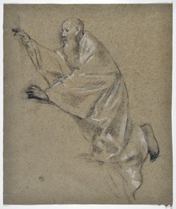 Studie van knielende man met draperie door Stanislas Torrents y de Amat