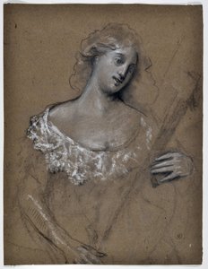 Studie van vrouw die luit speelt door Stanislas Torrents y de Amat