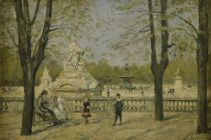 Place de la Concorde, uitzicht vanaf het Tuileries terras, ca. 1880 door Stanislas Victor Edouard Lepine