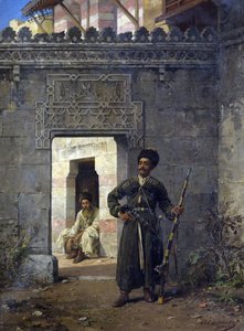 De Circassische wachters, schilderij van Stanislav Khlebovsky door Stanislaus von Chlebowski
