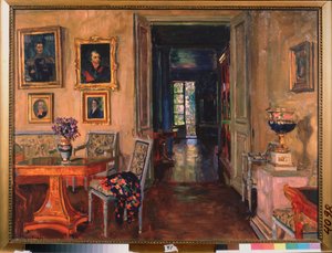 Het interieur van het landhuis Brasovo. Schilderij van Stanislav Yulianovich Joukovski (Zhukovsky) (1873-1944), olie op doek door Stanislav Joulianovitch Joukovski