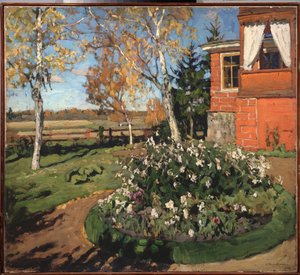 Een bloembed (Voor een huis en een landschap op het platteland) door Stanislav Joulianovitch Joukovski
