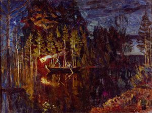 Nacht speervissen in de lente, 1916