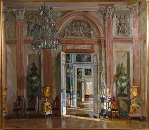 De grote vestibule in het Kuskovo Paleis, 1917