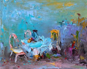 Kleurrijke café-impressie door Stanislav Lazarov