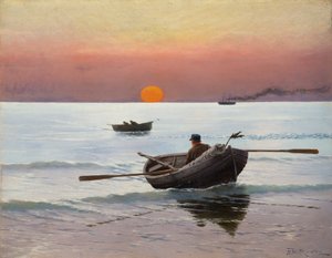 Zonsondergang op zee