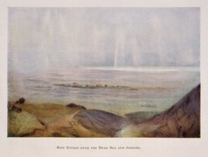Regen valt over Jericho en de Dode Zee, in Palestina 1906 door Stanley Inchbold