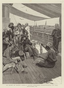 Aan boord van een Oriënt Liner, een inheemse goochelaar