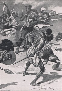 De Slag bij Abu-Klea, 17 januari 1885, illustratie uit British Battles on Land and Sea, 1915 door Stanley L. Wood