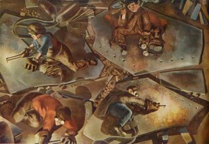Bouwen aan de Clyde: Branders, 1940 door Stanley Spencer