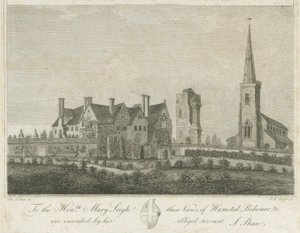 Hamstall Ridware - Kerk en Landhuis door Stebbing Shaw