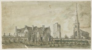 Hamstall Ridware - Kerk en Landhuis door Stebbing Shaw