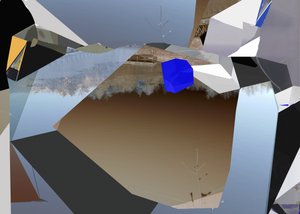 Gefragmenteerde blauwe kubus door Stefan Fransson