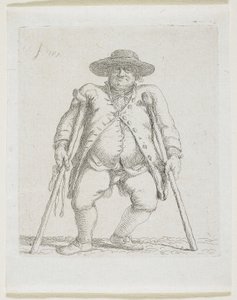 Man met krukken; "Orlandini" door Stefan Juliusz Norblin de la Gourdaine