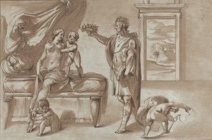 Mars biedt een bloemenkrans aan Venus aan, 1760-90