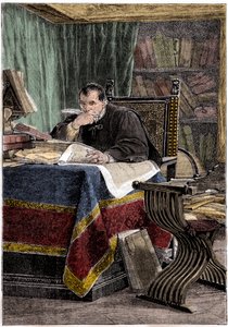 Portret van Niccolo Machiavelli (1469-1527) (gravure) door Stefano Ussi