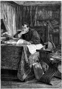 Portret van Niccolo di Bernardo dei Machiavelli (Nicolas Machiavel). door Stefano Ussi