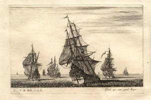 Een boot onder volle zeilen omringd door andere boten door Stefano della Bella