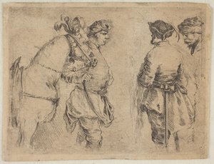 Een Pool die een paard bij het hoofdstel houdt, ca. 1662 door Stefano della Bella