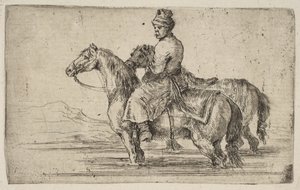 Een Poolse Knecht die Paarden Baadt