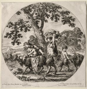 Een Satyr Familie op Reis door Stefano della Bella