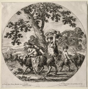 Een satyrfamilie op reis door Stefano della Bella