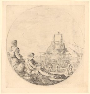 Afrikaanse en Europese matrozen bij een schip door Stefano della Bella