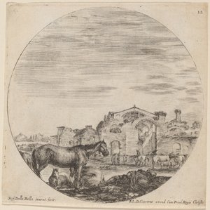Thermen van Diocletianus en slapende herder, 1646 door Stefano della Bella