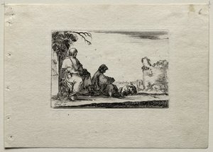 Caprices: Twee Pelgrims Rustend en een Boer door Stefano della Bella