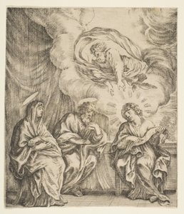 Kind Jezus Verklaart de Schrift aan Zijn Moeder en St. Jozef, ca. 1627 door Stefano della Bella