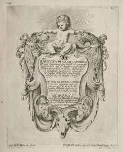 Verzameling van verschillende grillen en nieuwe ontwerpen van cartouches en ornamenten door Stefano della Bella