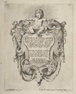 Collectie van verschillende caprices en nieuwe ontwerpen van cartouches en ornamenten door Stefano della Bella