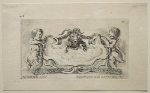 Collectie van verschillende grillen en nieuwe ontwerpen van cartouches en ornamenten: nr. 17 door Stefano della Bella