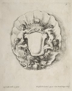 Collectie van Diverse Caprices en Nieuwe Ontwerpen van Cartouches en Ornamenten: Nr. 7 door Stefano della Bella