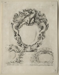 Collectie van Diverse Caprices en Nieuwe Ontwerpen van Cartouches en Ornamenten: Nr. 9 door Stefano della Bella